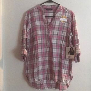 Plaid 3/4 sleeve shirt